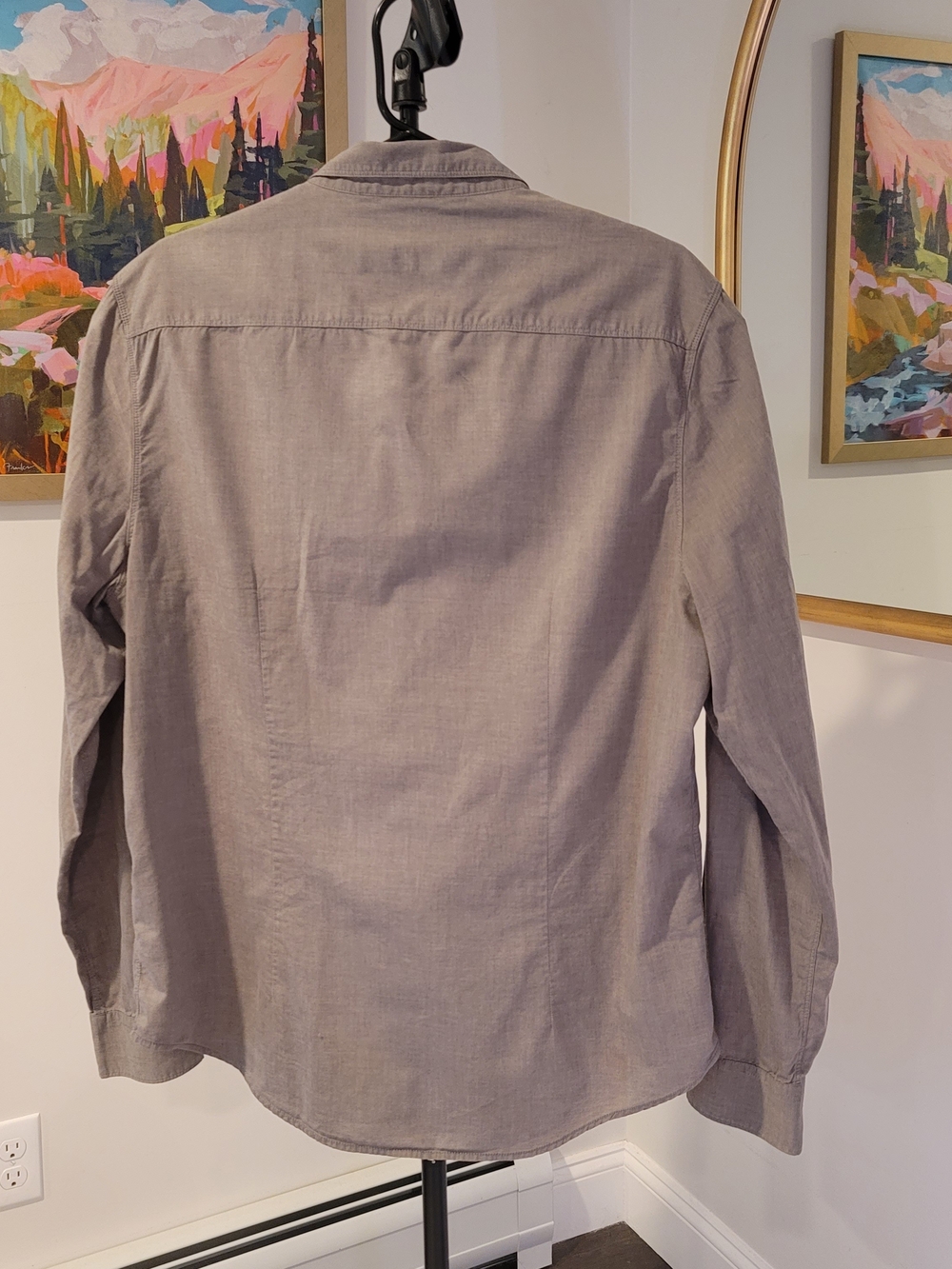 CALVIN KLEIN JEANS Modern Fit Cotton Long Sleeve Button Down Shirt Taupe XL‎ - Picture 3 of 7